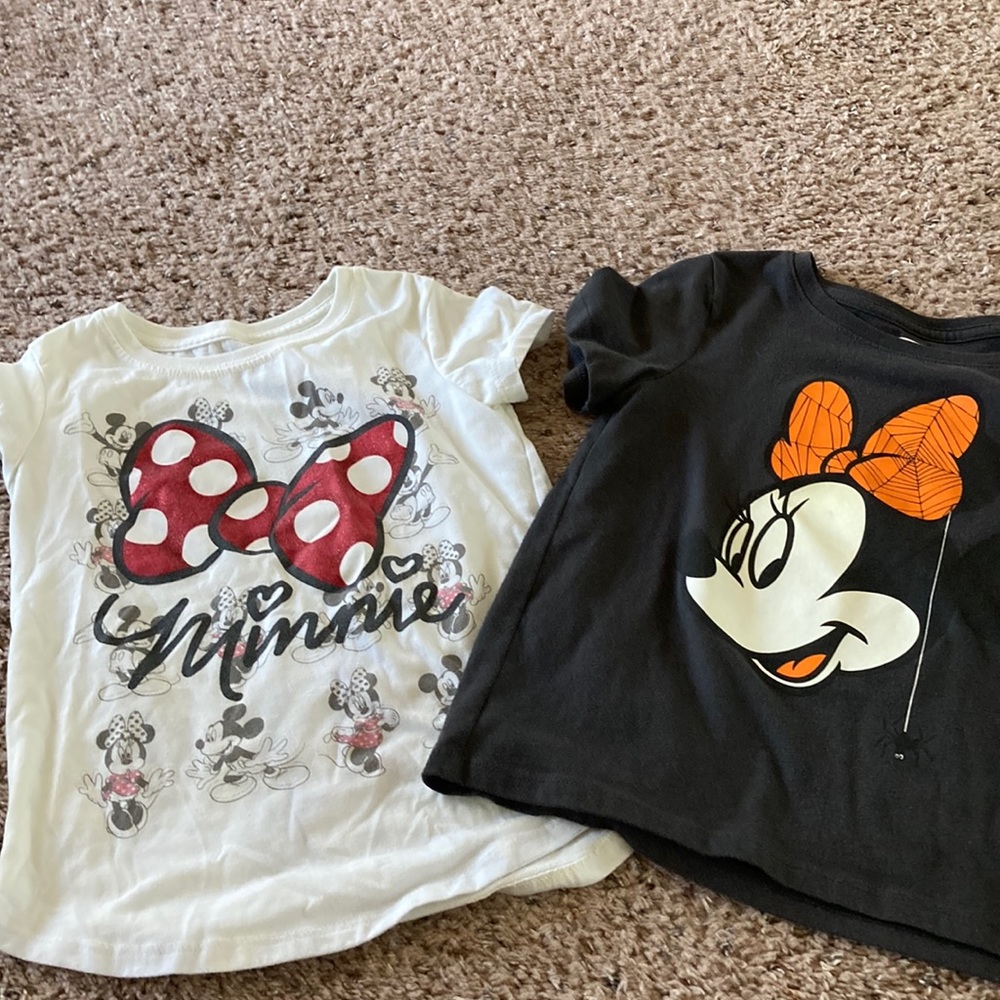 Girls Old Navy glow in the dark Minnie Halloween shirt and classic Minnie tee